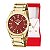 Relógio Feminino Dourado Champion Analógico Prova D'agua CN29409X Colar e Brincos - Imagem 1