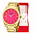 Relógio Feminino Dourado Champion Analógico Rosa Prova D'agua CN29409J Colar e Brincos - Imagem 1