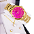 Relógio Feminino Dourado Champion Analógico Rosa Prova D'agua CN29409J Colar e Brincos - Imagem 5