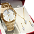 Kit Relógio Champion Feminino Dourado Analógico Prova D´Agua + Colar e Brincos Garantia de um Ano - Imagem 1