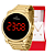 Relógio Feminino Champion Digital Dourado Led Vermelho CH40124H + Colar e Brincos - Imagem 1