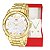 Relógio Feminino Ana Hickmann Dourado Analógico Aço Inox Cristais AH28606H Colar e Brincos - Imagem 1