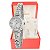 Relógio Feminino Champion Prata Pequeno Luxo CF25072Q + Brincos - Imagem 1