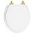 Tampa de Vaso MDF Com Amortecedor Oval Branco para Todas as Marcas com Ferragem Dourada - Imagem 1