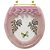 Assento Sanitário Decorado Oval Convencional Rosa Quartzo Com Borboleta Verde para todas as marcas Com Ferragem Dourada - Imagem 1