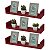 Kit 3 Prateleiras U 100 x 25cm Vermelha Suporte Invisível - Imagem 2