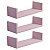 Kit 3 Prateleiras U 50 x 20cm Rosa Claro Suporte Invisível - Imagem 2