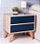 Mesa de Cabeceira Retrô com Portas Bréscia Carvalho e Azul Marinho - Imagem 2