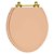 Assento Sanitario Poliéster Convencional Oval Pêssego 73 para vaso Celite com Ferragem Dourada - Imagem 1