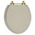Assento Sanitario Poliéster Convencional Oval Bege Saara para vaso Deca com Ferragem Dourada - Imagem 1