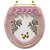 Assento Sanitário Poliester Oval Rosa Quartzo Decorado Borboleta Amarela Com Ferragem Dourada - Imagem 1