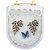 Assento Sanitario Poliester Decorado Borboleta Azul Carrara para vaso Deca com Ferragem Dourada - Imagem 1