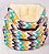 Cama para Pet Cão ou Gato 55x46x24cm - Estampa Colorida - Zigue-Zague - Imagem 4