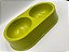 Comedouro/Bebedouro para Pet Cão ou Gato | Duplo | Verde | 29,5x26,5x5,5cm - Imagem 2