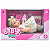 Boneca Bebê 30 cm com Mamadeira Prato Colher e Fralda - Imagem 1