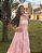 Vestido Longo Cecília Listrado Rosa Claro - Imagem 4