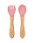 Kit Talheres Em Silicone e Bambu Buba - Rosa - Imagem 1