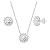 Conjunto Redondo Galeria Zircônia Branca Bordas Cristal Prata 925 Legítima - Imagem 1