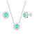 Conjunto Redondo Galeria Zircônia Verde Claro Bordas Cristal Prata 925 Legítima - Imagem 1