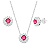 Conjunto Redondo Galeria Zircônia Rosa Bordas Cristal Prata 925 Legítima - Imagem 1