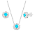 Conjunto Redondo Galeria Zircônia Azul Claro Bordas Cristal Prata 925 Legítima - Imagem 1