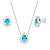 Conjunto Gota Galeria Zircônia Azul Claro Bordas Cristal Prata 925 Legítima - Imagem 1
