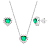 Conjunto Coração Galeria Zircônia Verde Claro Bordas Cristal Prata 925 Legítima - Imagem 1