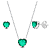 Conjunto Coração Galeria Zircônia Verde Claro Prata 925 Legítima - Imagem 1