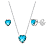 Conjunto Coração Galeria Zircônia Azul Prata 925 Legítima - Imagem 1