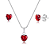 Conjunto de Prata 925 Ponto de Luz Coração vermelho – Elegância e Charme Feminino | Alianças Só Love - Imagem 1