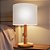 Abajur Luminária De Mesa Madeira Moderno Off White - Imagem 1