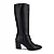 Bota Couro Cano Alto Salto Bloco Bico Fino Lia Line Preto - Imagem 1