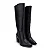 Bota Couro Cano Alto Salto Bloco Bico Fino Lia Line Preto - Imagem 3