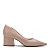 Scarpin de Couro Bico Fino com salto Bloco Baixo Nude Lialine - Imagem 1