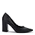 Scarpin Preto de Couro Bico Fino com Salto Bloco Alto Lialine - Imagem 1