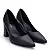 Scarpin Preto de Couro Bico Fino com Salto Bloco Alto Lialine - Imagem 2