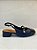 Slingback  Salto Baixo Azul Marinho em Couro Linha Comfort Lialine - Imagem 1