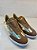 Tênis Casual Feminino Dumond em Couro Metalizado Dourado e Camurça Sem Cadarço - Imagem 2
