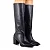 Bota Lialine em Couro Preta Cano Longo com Salto Bloco - Imagem 3