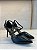Scarpin Di Valentini Preto com Tiras de Brilho - Imagem 1