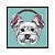Quadro Barcelona Headphone Dog Azul 30x30cm - Imagem 1