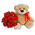 Buquê de 6 Rosas Vermelhas com Pelúcia - Imagem 1