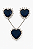 Conjunto Coração Zirconia Azul Marinho e Prata - Imagem 1