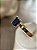 Anel de Formatura em Ouro 18K com Safira Azul Retangular - Imagem 1