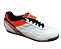Chuteira Modelo Society em Couro Legitimo Original Marca Ravia Cor Branco Laranja Chuteirinha Solado borracha Costurado Estilo Tenis Reforçado Forte Estilo Escolar Colegial - Imagem 2