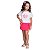 Conjunto Flor Coração Blusa Meia Malha Shorts Saia Molecotton Rosa - Imagem 2