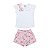 Conjunto Laço Blusa Cotton Shorts Saia Cotton Digital Rosa - Imagem 1