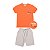 Conjunto Padel Camiseta Meia Malha Laranja Bermuda Tecido Eco - Imagem 1