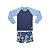 Conjunto Infantil Camiseta Azul Marinho e Sunga Proteção UV - Imagem 1