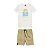 Conjunto Bermuda Moletom e Camiseta Ondas Off White - Imagem 1